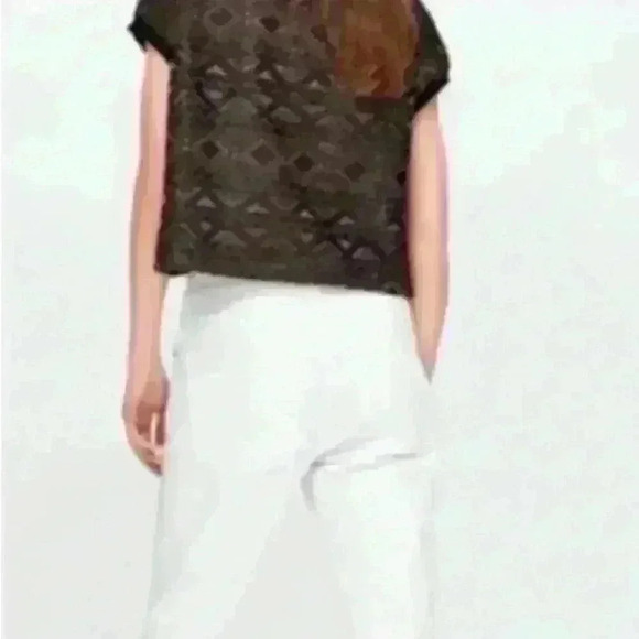 ZARA Metallic Black Mesh Wide Oversized Sleeveless Crop Tank Top Blouse Size S - Picture 7 of 8